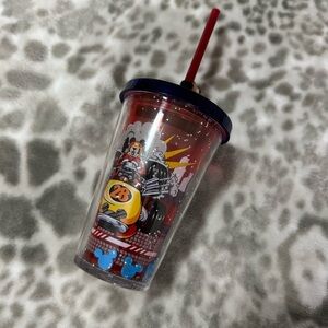 Disney Mickey Mouse Racing Tumbler with Straw and Mickey Figurine - Red and Blue